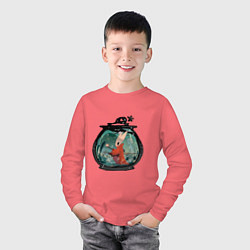 Лонгслив хлопковый детский Хорнет и ткачи, цвет: коралловый — фото 2