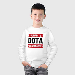 Лонгслив хлопковый детский Dota: таблички Ultimate и Best Player, цвет: белый — фото 2