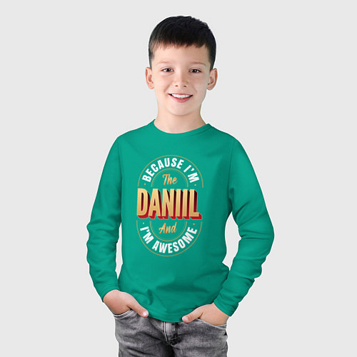 Детский лонгслив Because Im The Daniil And Im Awesome / Зеленый – фото 3