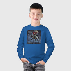 Лонгслив хлопковый детский Saxon, цвет: синий — фото 2