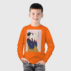 Лонгслив хлопковый детский Fumiyomu Onna Портрет девушки, цвет: оранжевый — фото 2