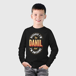 Лонгслив хлопковый детский Because Im The Danil And Im Awesome, цвет: черный — фото 2