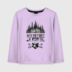 Лонгслив хлопковый детский May the forest ride with you, цвет: лаванда