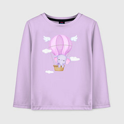 Лонгслив хлопковый детский Милый Слонёнок Летит На Воздушном Шаре Среди Облак, цвет: лаванда