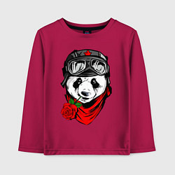 Лонгслив хлопковый детский Панда с розой во рту, цвет: маджента