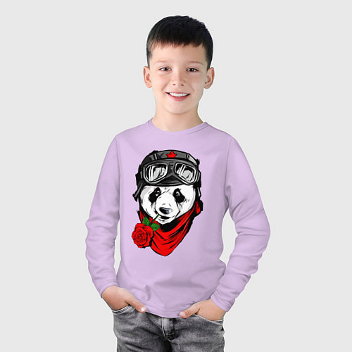 Детский лонгслив Панда с розой во рту / Лаванда – фото 3