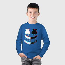 Лонгслив хлопковый детский Marshmello улыбка, цвет: синий — фото 2