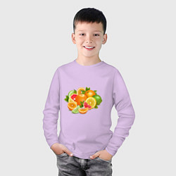 Лонгслив хлопковый детский CITRUS FRUITS, цвет: лаванда — фото 2