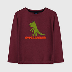 Лонгслив хлопковый детский GODZILLASAUR, цвет: меланж-бордовый