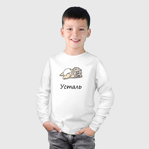 Детский лонгслив Уставший Иноске Клинок, уничтожающий демонов / Белый – фото 3