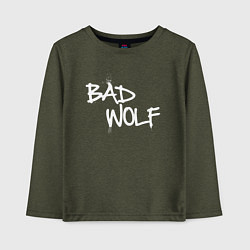 Лонгслив хлопковый детский Bad Wolf злой волк, цвет: меланж-хаки