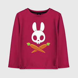 Лонгслив хлопковый детский Череп кролика с двумя морковками, цвет: маджента