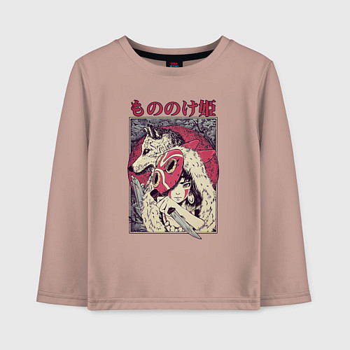 Детский лонгслив ПРИНЦЕССА МОНОНОКЕPRINCESS MONONOKE / Пыльно-розовый – фото 1