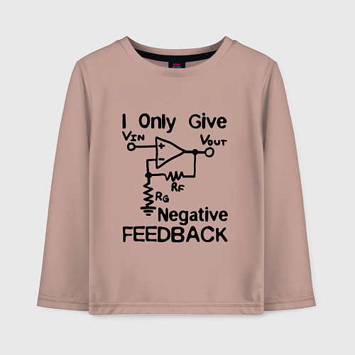 Детский лонгслив Инженер - I only give negative feedback / Пыльно-розовый – фото 1