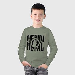 Лонгслив хлопковый детский Heavy metal, цвет: авокадо — фото 2