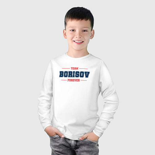 Детский лонгслив Team Borisov Forever фамилия на латинице / Белый – фото 3