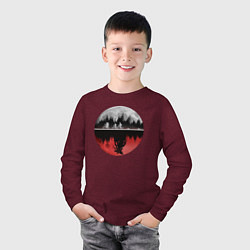 Лонгслив хлопковый детский Stranger Things Moon, цвет: меланж-бордовый — фото 2