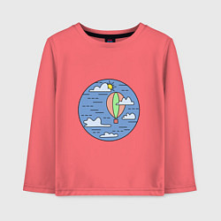 Лонгслив хлопковый детский Воздушный шар в небе с тучами, цвет: коралловый