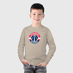 Лонгслив хлопковый детский Вашингтон Уизардс NBA, цвет: миндальный — фото 2