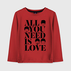 Лонгслив хлопковый детский ALL YOU NEED IS LOVE THE BEATLES, цвет: красный