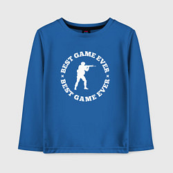 Лонгслив хлопковый детский Символ Counter Strike и круглая надпись Best Game, цвет: синий