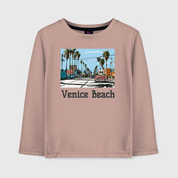 Лонгслив хлопковый детский Los Angeles Venis Beach, цвет: пыльно-розовый