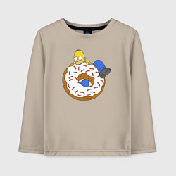 Лонгслив хлопковый детский Большой пончик с глазурью принт Гомер, цвет: миндальный