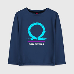 Лонгслив хлопковый детский Символ God of War в неоновых цветах, цвет: тёмно-синий