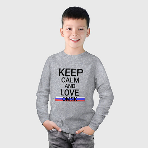 Детский лонгслив Keep calm Omsk Омск / Меланж – фото 3
