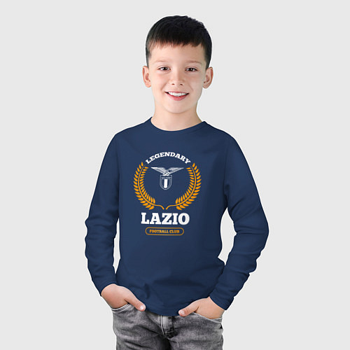Детский лонгслив Лого Lazio и надпись Legendary Football Club / Тёмно-синий – фото 3