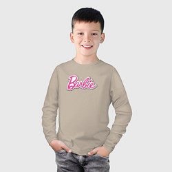 Лонгслив хлопковый детский Barbie logo, цвет: миндальный — фото 2