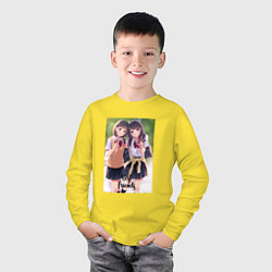 Лонгслив хлопковый детский Школьные подружки, цвет: желтый — фото 2