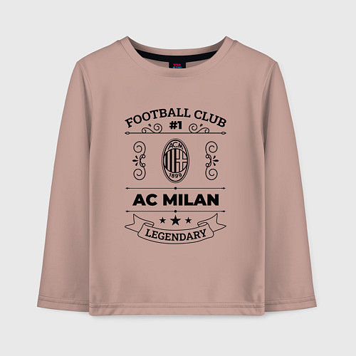 Детский лонгслив AC Milan: Football Club Number 1 Legendary / Пыльно-розовый – фото 1