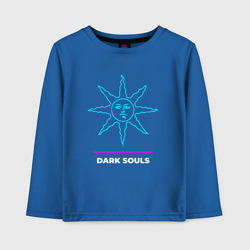 Детский лонгслив Символ Dark Souls в неоновых цветах / Синий – фото 1
