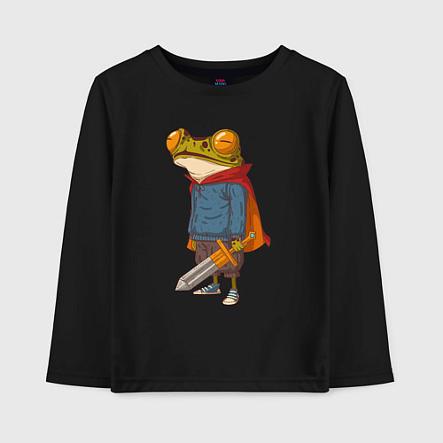 Детский лонгслив Лягушачий прЫнц / Черный – фото 1