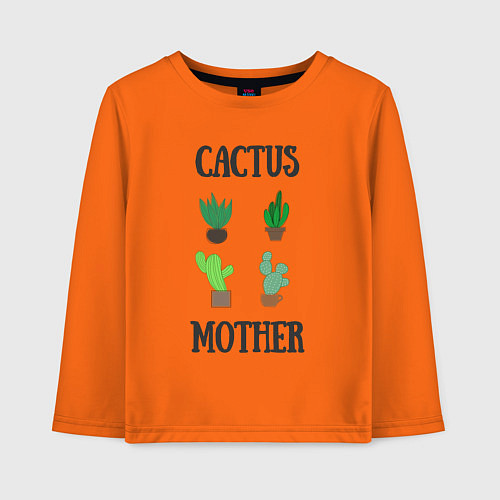 Детский лонгслив Cactus Mother, Мать кактусов / Оранжевый – фото 1