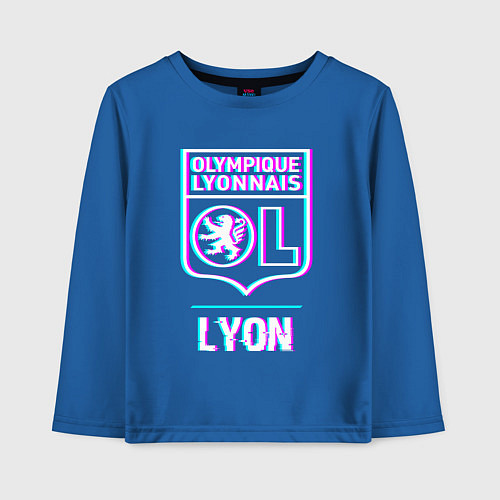 Детский лонгслив Lyon FC в стиле Glitch / Синий – фото 1