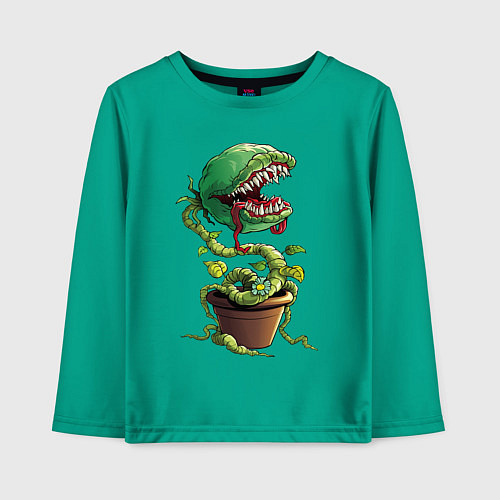 Детский лонгслив Plant - Piranha / Зеленый – фото 1