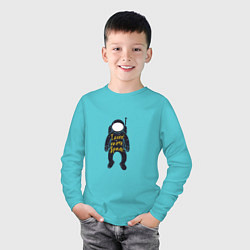 Лонгслив хлопковый детский Нуждаюсь в космосе, цвет: бирюзовый — фото 2