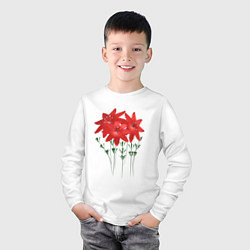 Лонгслив хлопковый детский Flowers red, цвет: белый — фото 2