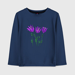 Лонгслив хлопковый детский Flowers purple white light, цвет: тёмно-синий