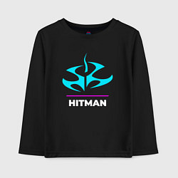 Лонгслив хлопковый детский Символ Hitman в неоновых цветах, цвет: черный