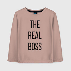 Лонгслив хлопковый детский The real boss!, цвет: пыльно-розовый