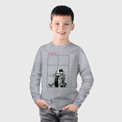 Детский лонгслив Акира Мицуро на байке / Меланж – фото 3