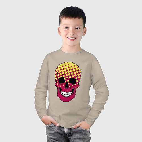 Детский лонгслив Pop-art skull / Миндальный – фото 3