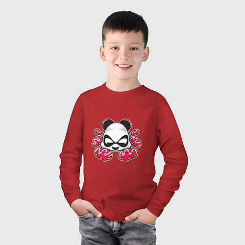 Детский лонгслив Пончики панды / Красный – фото 3