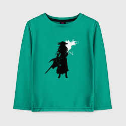Лонгслив хлопковый детский Самурай и белая луна, цвет: зеленый