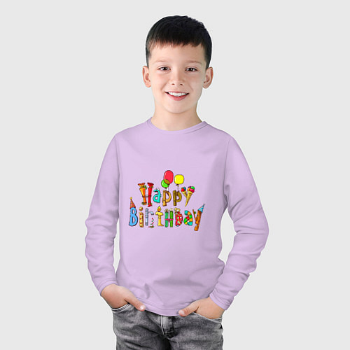 Детский лонгслив Happy birthday greetings / Лаванда – фото 3
