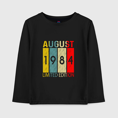 Детский лонгслив 1984 - Август / Черный – фото 1