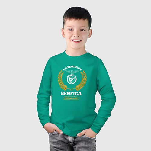 Детский лонгслив Benfica - legendary football club / Зеленый – фото 3